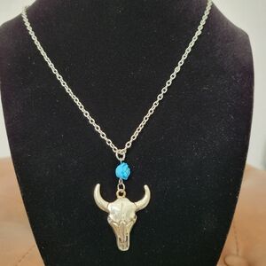 Cow rose western necklace
